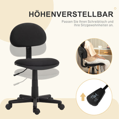 Office Chair Ergonomic Desk Chair, Height Adjustable Swivel Chair made of Elastic Fabric Computer Chair for Study Room Black