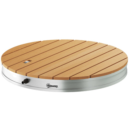 Ground Shower Garden Shower with Adjustable Foot Wheel Aluminum Outdoor Shower Up to 4m Fountain Height Ø70.5cm Sauna Shower Wood Look Non-slip Weatherproof Outdoor Camping Shower for Pool Sauna