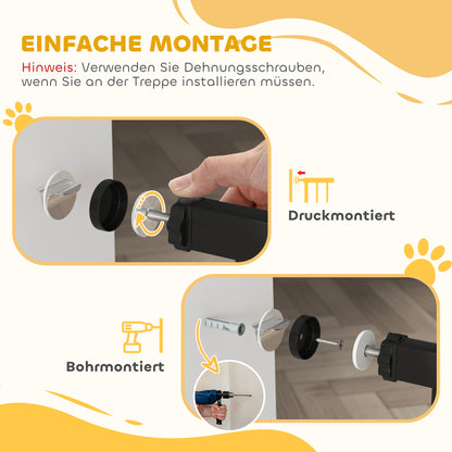 Door Safety Gate Stair Guard with 10/15 cm Extension Door Gate Without Drilling Stair Gate for Widths 76-107 cm One-Hand Opening Steel Black