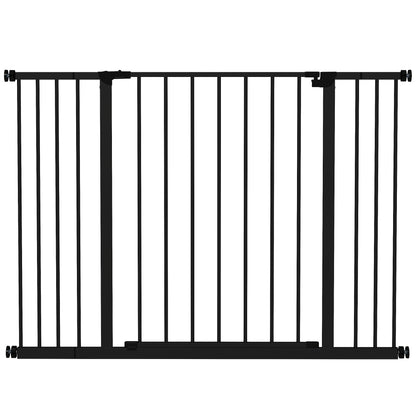 Door Safety Gate Stair Guard with 10/15 cm Extension Door Gate Without Drilling Stair Gate for Widths 76-107 cm One-Hand Opening Steel Black
