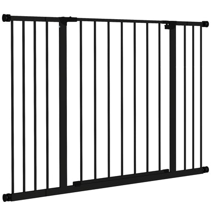 Door Safety Gate Stair Guard with 10/15 cm Extension Door Gate Without Drilling Stair Gate for Widths 76-107 cm One-Hand Opening Steel Black