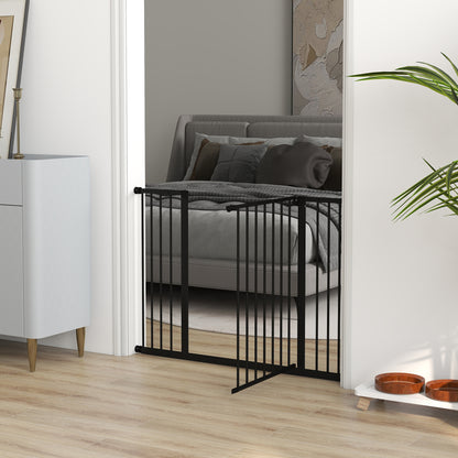 Door Safety Gate Stair Guard with 10/15 cm Extension Door Gate Without Drilling Stair Gate for Widths 76-107 cm One-Hand Opening Steel Black