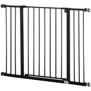 Door Safety Gate Stair Guard with 10/15 cm Extension Door Gate Without Drilling Stair Gate for Widths 76-107 cm One-Hand Opening Steel Black