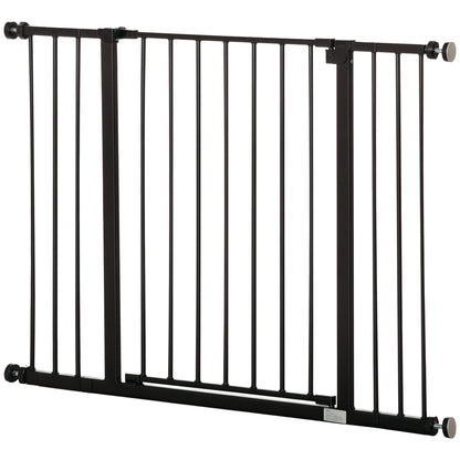 Door Safety Gate Stair Guard with 10/15 cm Extension Door Gate Without Drilling Stair Gate for Widths 76-107 cm One-Hand Opening Steel Black