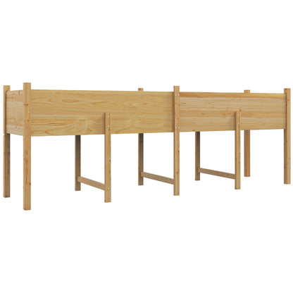 Raised Flower Box on Stand, incl. Irrigation Inserts + Drainage Fleece, Pre-oiled Spruce Wood, Dimensions 225L x 55W x 80H cm