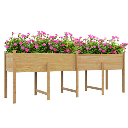 Raised Flower Box on Stand, incl. Irrigation Inserts + Drainage Fleece, Pre-oiled Spruce Wood, Dimensions 225L x 55W x 80H cm