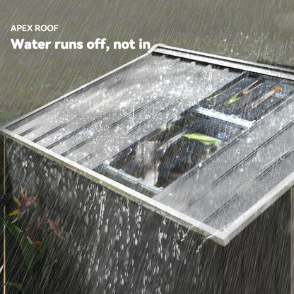 Garden Shed 2.42m² with Reinforcement Base Without Floor 213x130x185 cm Outdoor Garden Shed with Sliding Doors Skylight 4 Windows for Tool Storage Dark Gray