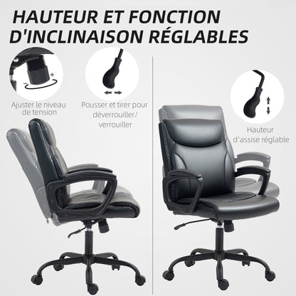 Office Chair Ergonomic Desk Chair with Adjustable Height, Rocking Function, Swivel Casters, 60 x 68 x 95.5-105 cm, Black