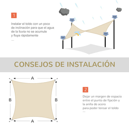Rectangular Sun Shade Sail 13x20 ft Patio Awning with Anti-UV Stainless Steel Ring and Nylon Ropes for Garden Patio Cream