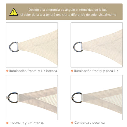 Rectangular Sun Shade Sail 13x20 ft Patio Awning with Anti-UV Stainless Steel Ring and Nylon Ropes for Garden Patio Cream