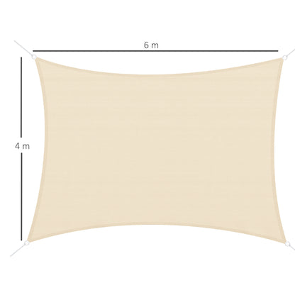 Rectangular Sun Shade Sail 13x20 ft Patio Awning with Anti-UV Stainless Steel Ring and Nylon Ropes for Garden Patio Cream