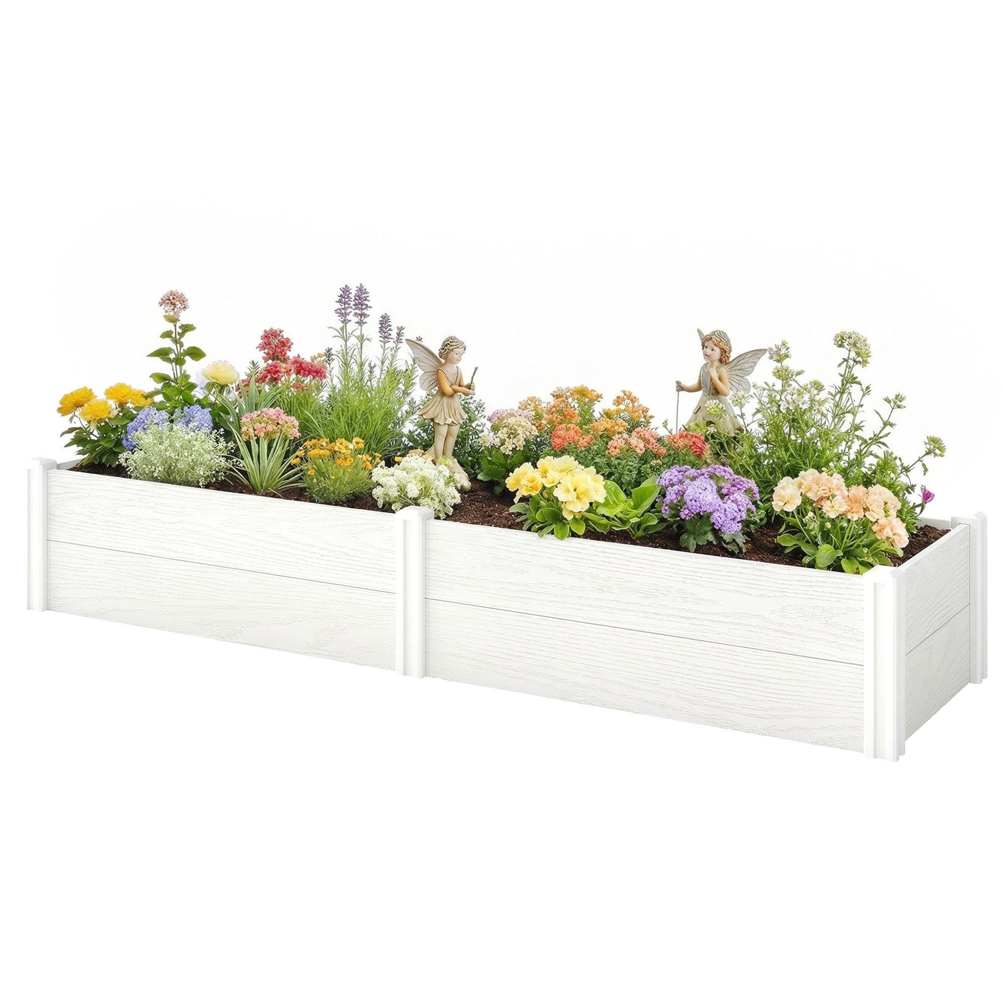 Plastic Raised Garden Bed, Snap-Together Planter with DIY Assembly – 197 x 54 x 33 cm for Garden, Balcony, Flowers, Plants, Vegetables