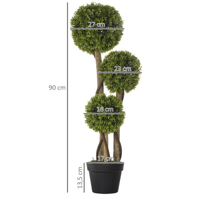 Large Artificial Boxwood 90 cm, UV-Protected Artificial Tree, Artificial Plant, Plastic Artificial Plants in Pot, Fake Plant like real for Living Room Bedroom Office Modern Decoration Gift
