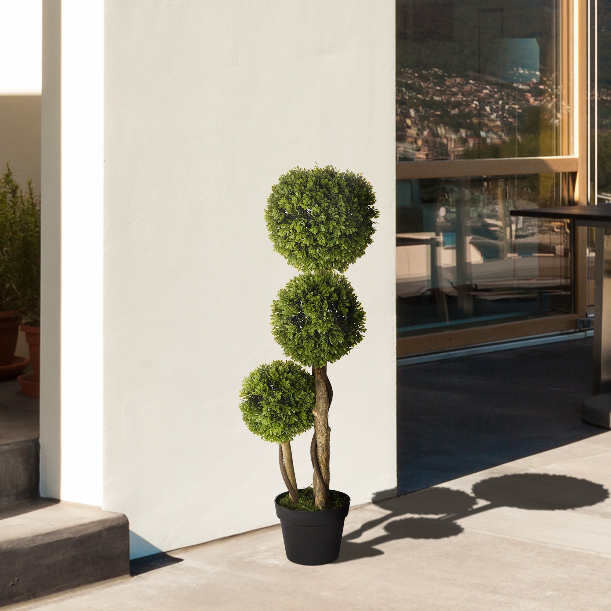 Large Artificial Boxwood 90 cm, UV-Protected Artificial Tree, Artificial Plant, Plastic Artificial Plants in Pot, Fake Plant like real for Living Room Bedroom Office Modern Decoration Gift