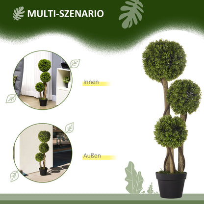 Large Artificial Boxwood 90 cm, UV-Protected Artificial Tree, Artificial Plant, Plastic Artificial Plants in Pot, Fake Plant like real for Living Room Bedroom Office Modern Decoration Gift