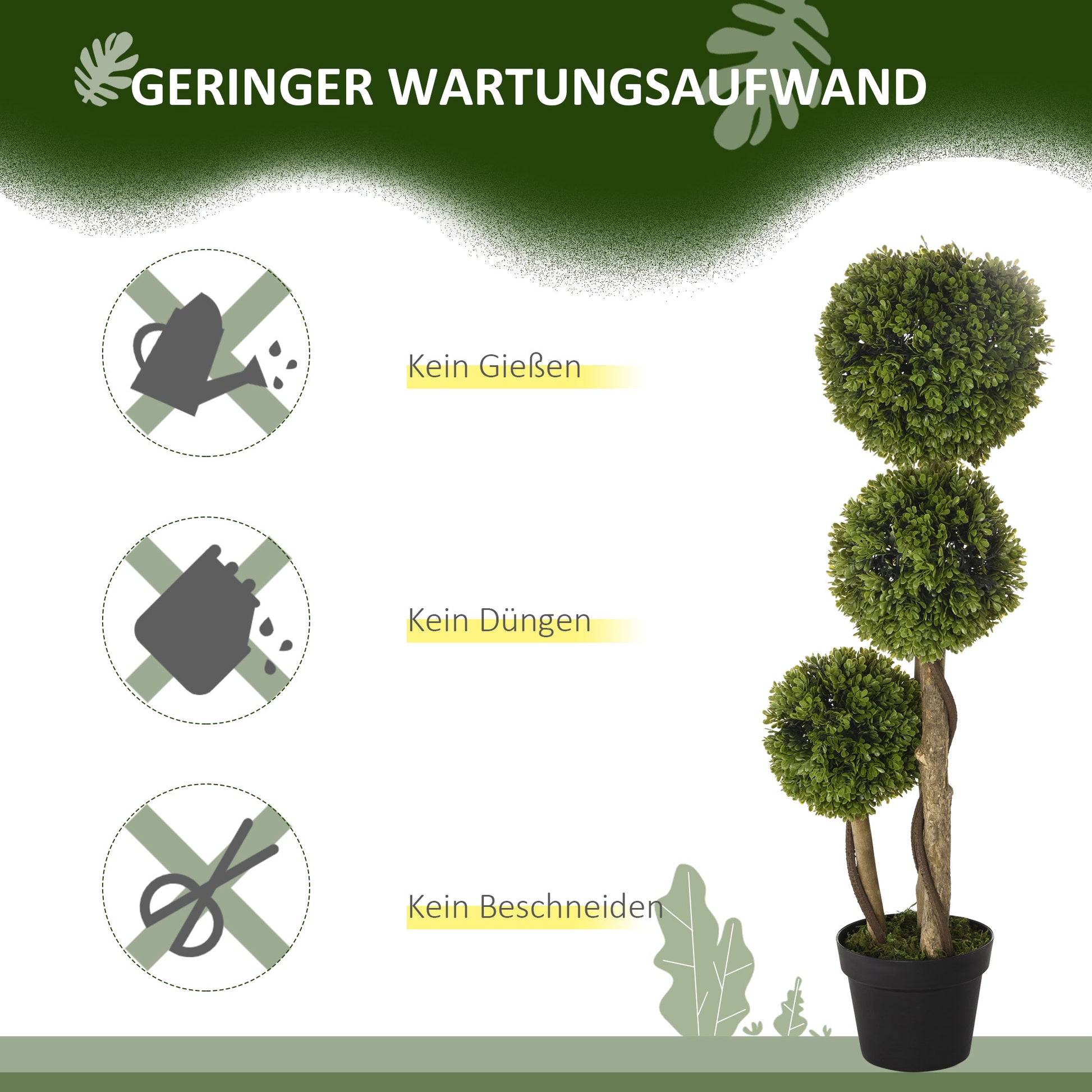 Large Artificial Boxwood 90 cm, UV-Protected Artificial Tree, Artificial Plant, Plastic Artificial Plants in Pot, Fake Plant like real for Living Room Bedroom Office Modern Decoration Gift