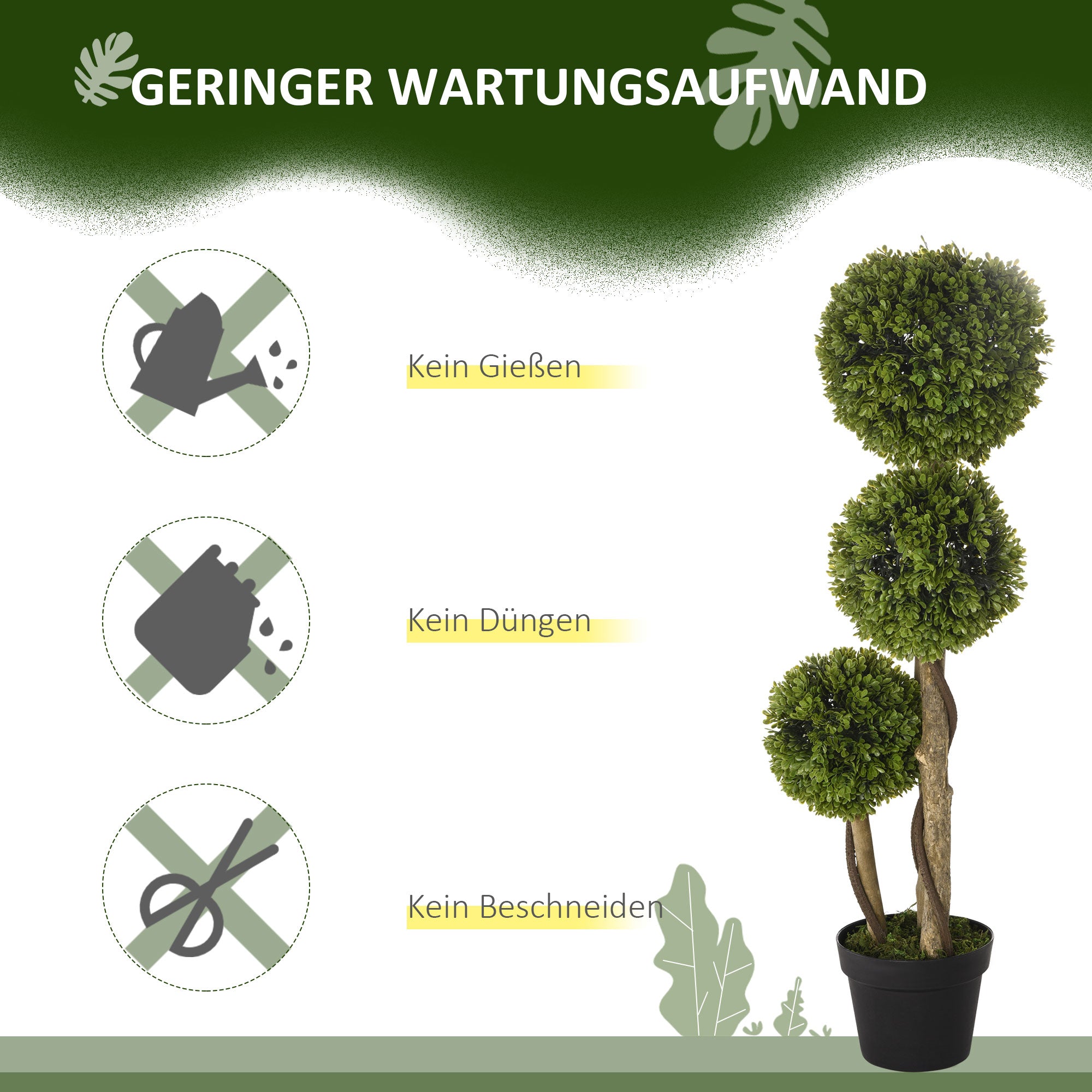Large Artificial Boxwood 90 cm, UV-Protected Artificial Tree, Artificial Plant, Plastic Artificial Plants in Pot, Fake Plant like real for Living Room Bedroom Office Modern Decoration Gift