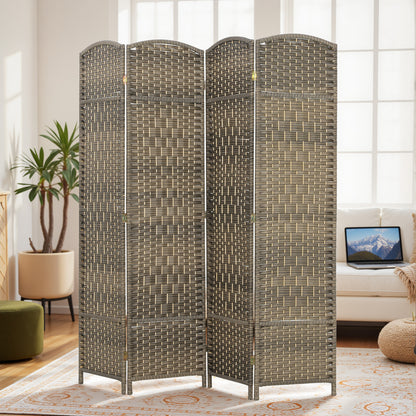 4-Panel Folding Room Divider, 71 x 71 in (180 x 180 cm) – Dark Oak