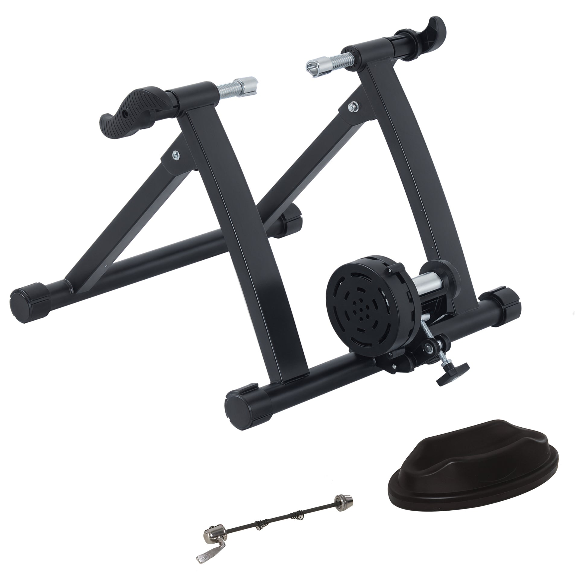 Folding Bike Roller with Magnetic Resistance for 26-28 Inch Wheels Indoor Cycling Trainer Stand 54.5x47.2x39.1 cm Black