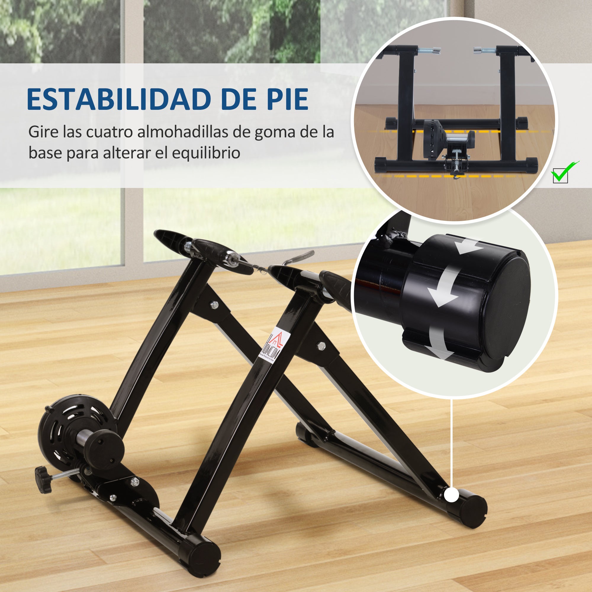 Folding Bike Roller with Magnetic Resistance for 26-28 Inch Wheels Indoor Cycling Trainer Stand 54.5x47.2x39.1 cm Black