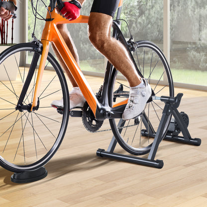 Folding Bike Roller with Magnetic Resistance for 26-28 Inch Wheels Indoor Cycling Trainer Stand 54.5x47.2x39.1 cm Black
