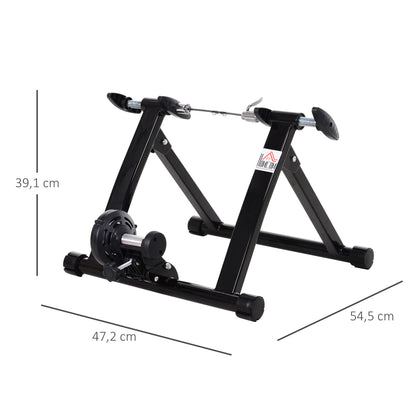Folding Bike Roller with Magnetic Resistance for 26-28 Inch Wheels Indoor Cycling Trainer Stand 54.5x47.2x39.1 cm Black