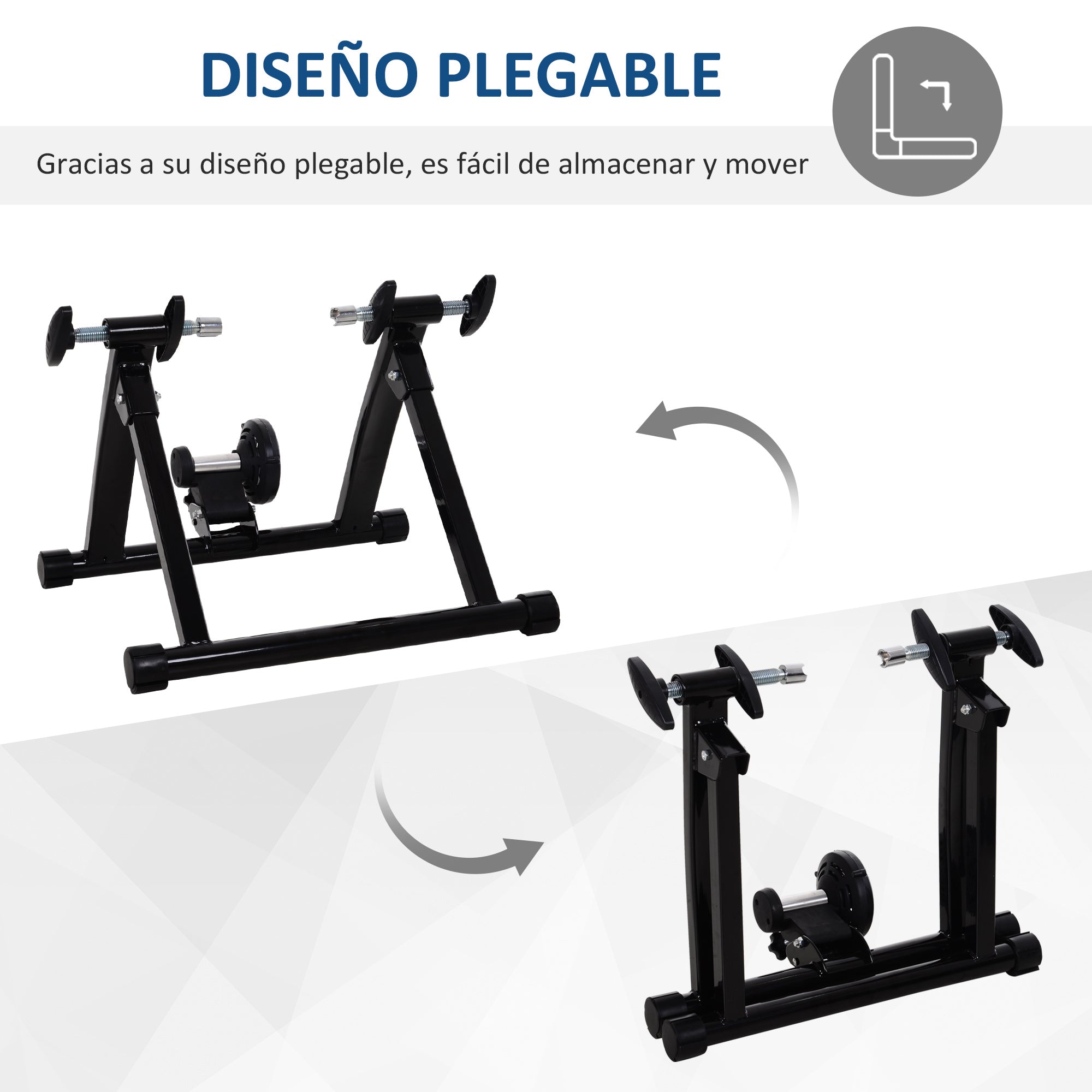 Folding Bike Roller with Magnetic Resistance for 26-28 Inch Wheels Indoor Cycling Trainer Stand 54.5x47.2x39.1 cm Black