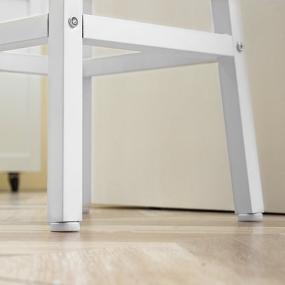 Set of 2 Kitchen Counter Height Bar Stools 65cm Barstools with Steel Legs and Footrest for Living Room Dining Room Bar Load 165 lbs Natural Wood and White