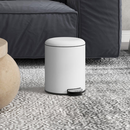 5L Pedal Trash Can with Soft Closing Lid, Metal and PP Waste Basket, 26.5x21x28 cm, Cream White