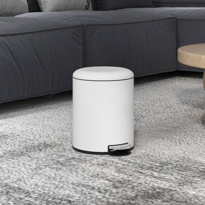 5L Pedal Trash Can with Soft Closing Lid, Metal and PP Waste Basket, 26.5x21x28 cm, Cream White