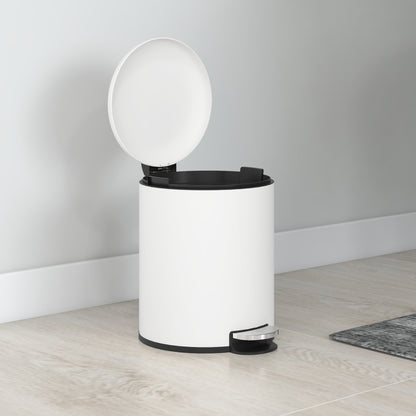 5L Pedal Trash Can with Soft Closing Lid, Metal and PP Waste Basket, 26.5x21x28 cm, Cream White