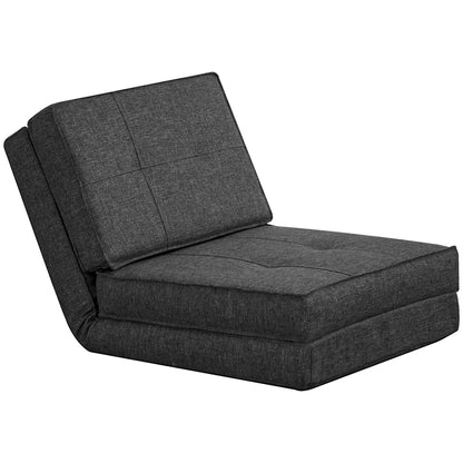 Foldable Floor Sofa Sleeper Chair Floor Seat 5-Position Reclining Folding Chair Sleeper Sofa Single Sofa Dark Grey 61 x 73 x 58 cm