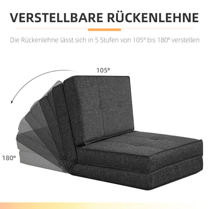 Foldable Floor Sofa Sleeper Chair Floor Seat 5-Position Reclining Folding Chair Sleeper Sofa Single Sofa Dark Grey 61 x 73 x 58 cm