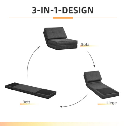 Foldable Floor Sofa Sleeper Chair Floor Seat 5-Position Reclining Folding Chair Sleeper Sofa Single Sofa Dark Grey 61 x 73 x 58 cm