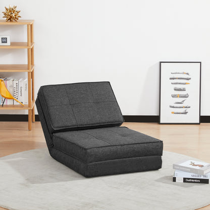 Foldable Floor Sofa Sleeper Chair Floor Seat 5-Position Reclining Folding Chair Sleeper Sofa Single Sofa Dark Grey 61 x 73 x 58 cm
