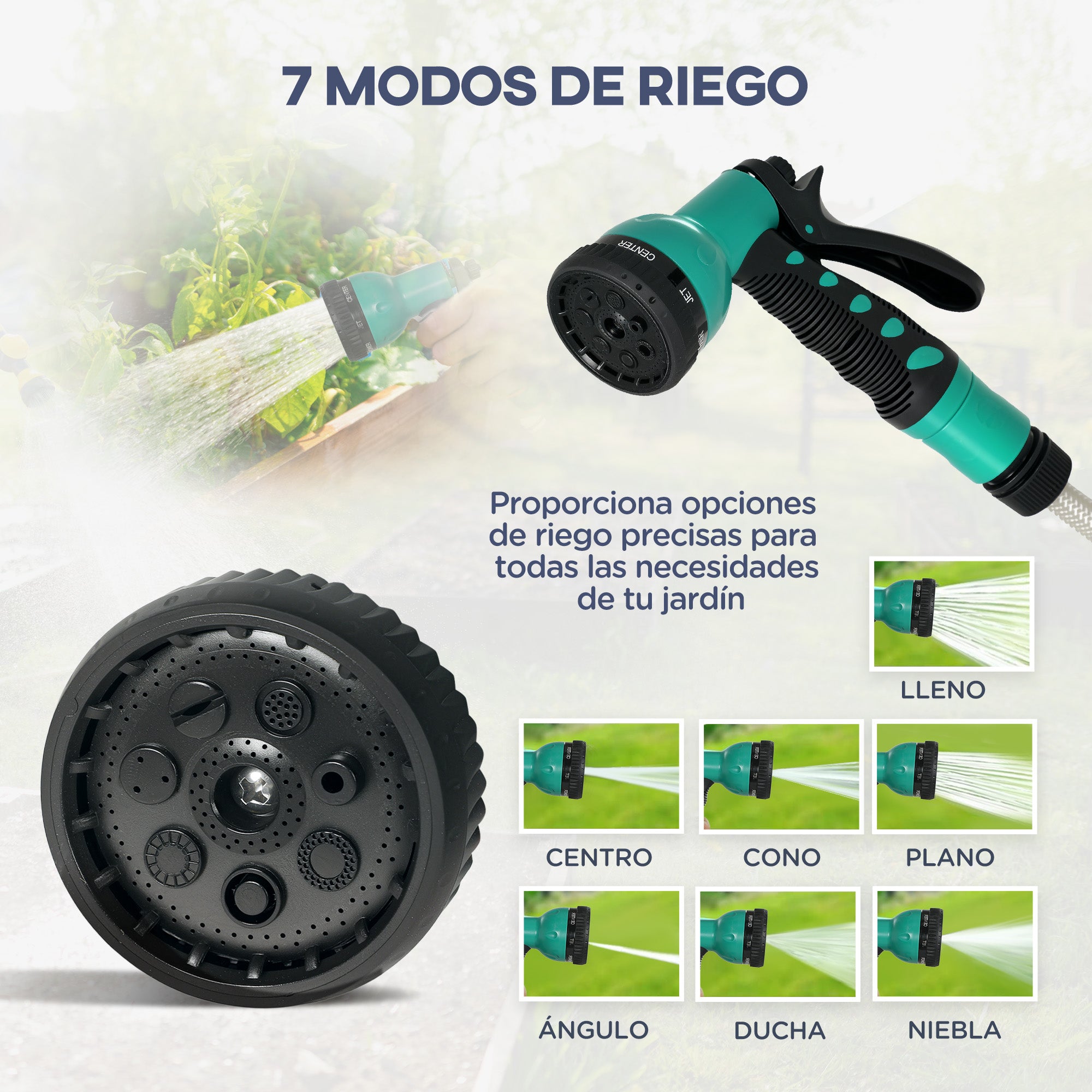 Garden Hose Reel 20+2 m with 7 Function Nozzle Wall-Mounted 180° Swivel Garden Hose Reel with Automatic Retractable Lock Light Gray
