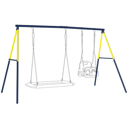Kids Swing Frame, Steel A-Frame for 2 Swings, 331 lb Capacity, Fits Seat, Nest & Climbing Rope, Garden/Balcony — 8'6" x 5'3" x 5'10", Blue