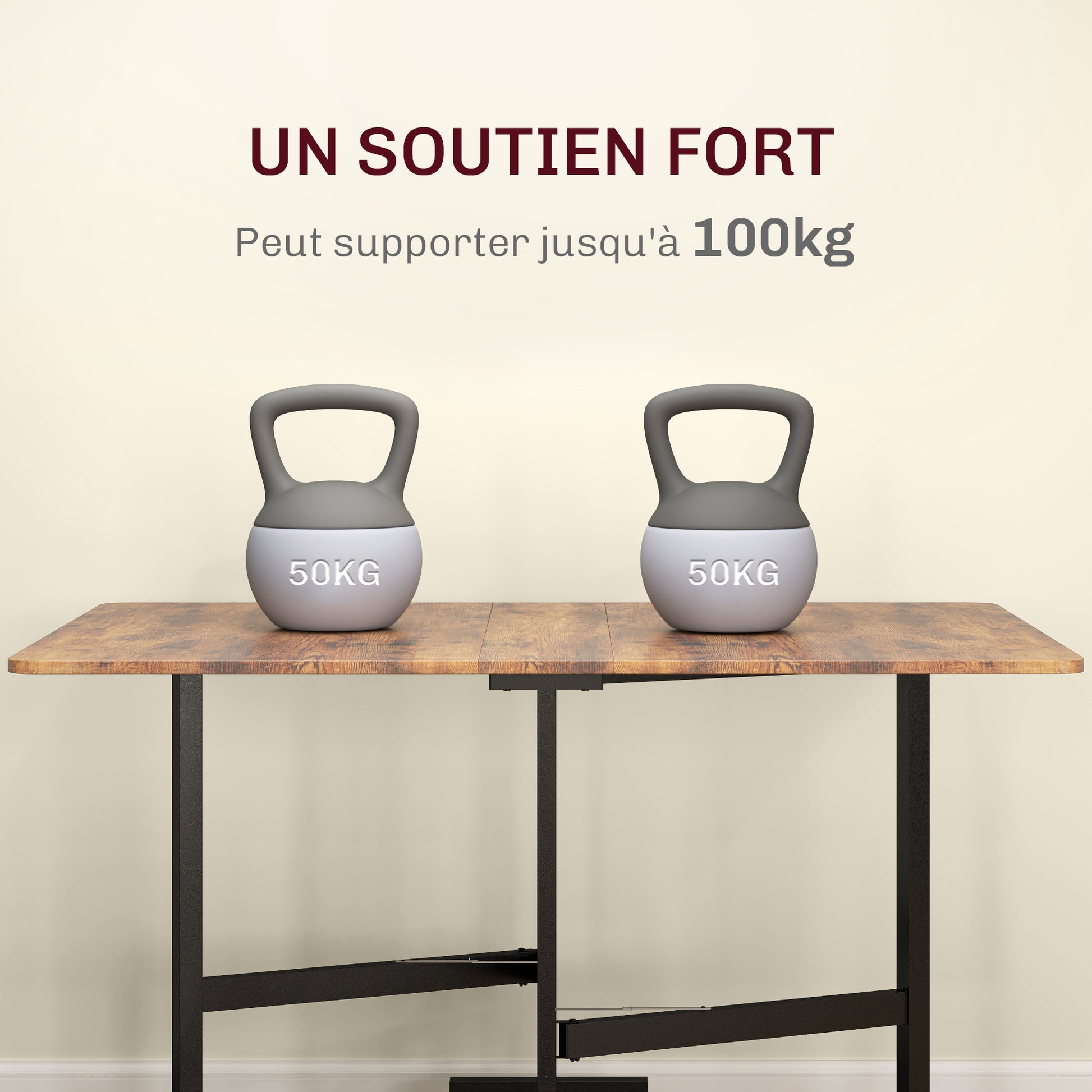 Folding Kitchen Table, Foldable Dining Table, with 2 Drop Leaves, 6 Wheels with Brakes, for 4-6 People, Load 100 kg, Steel Legs, 120 x 80 x 73 cm, Rustic Brown