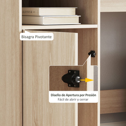 Modern Desk with Shelving Desk with Open Compartments and Monitor Stand Study Desk Home Office 108x50x94 cm Natural