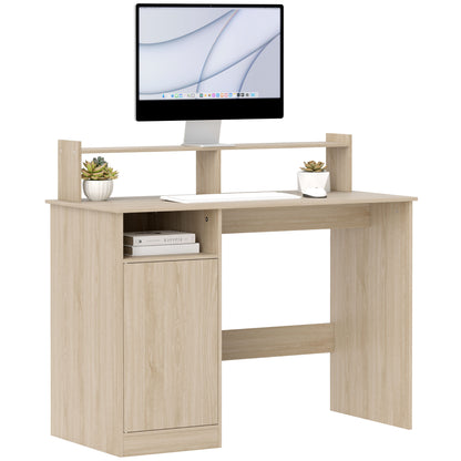 Modern Desk with Shelving Desk with Open Compartments and Monitor Stand Study Desk Home Office 108x50x94 cm Natural