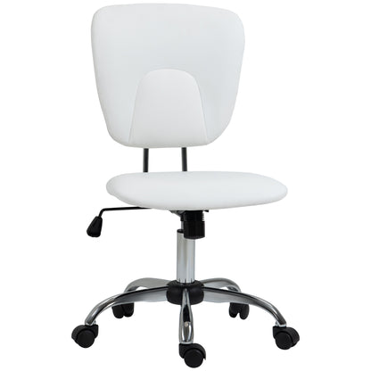 Armless Office Chair Desk Chair for Students with Adjustable Height and Tilt Function, 120 kg Load 50x54x87.5-96.5 cm White