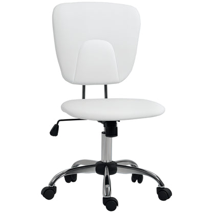Armless Office Chair Desk Chair for Students with Adjustable Height and Tilt Function, 120 kg Load 50x54x87.5-96.5 cm White