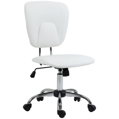 Armless Office Chair Desk Chair for Students with Adjustable Height and Tilt Function, 120 kg Load 50x54x87.5-96.5 cm White