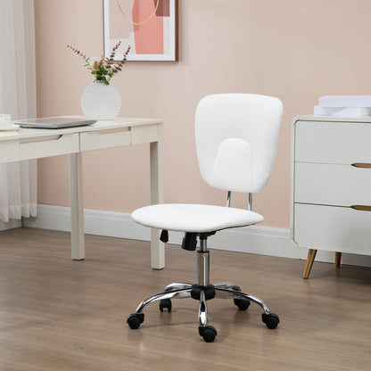 Armless Office Chair Desk Chair for Students with Adjustable Height and Tilt Function, 120 kg Load 50x54x87.5-96.5 cm White