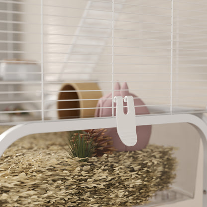 4-Level Cage for Small Animals with Wheels Rodent Cage with Deep Tray Ramps Platforms Feeder and Waterer Enclosure for Chinchillas Ferrets Hamsters 73x47x123 cm White