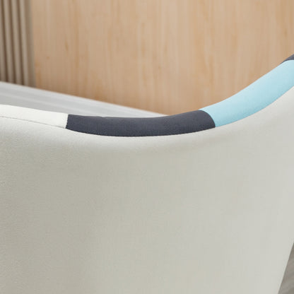 Armchair with Quilted Velvet Cover and Wooden Legs, 66x76x98cm, Multicolor