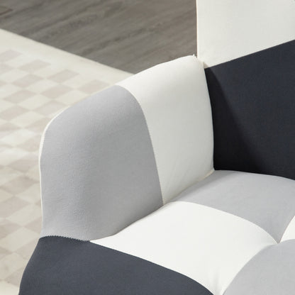 Armchair with Quilted Velvet Cover and Wooden Legs, 66x76x98cm, Multicolor