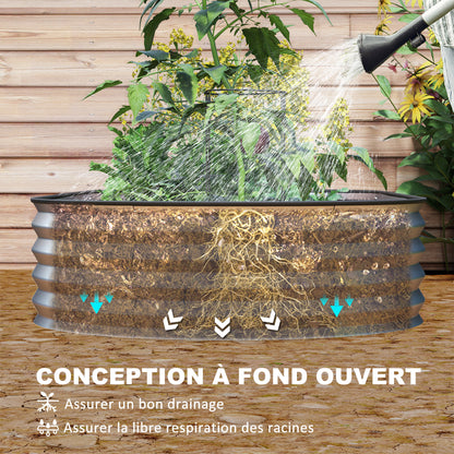 Set of 2 Galvanized Steel Raised Garden Planters, Garden Bed Kit, Rubber Edge and Open Bottom, for Vegetables, Fruits, Flowers, 152 x 91 x 30 cm, Silver