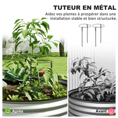 Set of 2 Galvanized Steel Raised Garden Planters, Garden Bed Kit, Rubber Edge and Open Bottom, for Vegetables, Fruits, Flowers, 152 x 91 x 30 cm, Silver