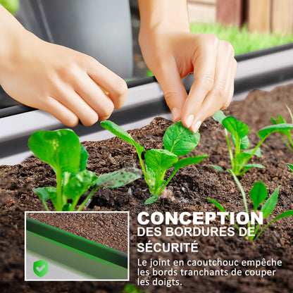 Set of 2 Galvanized Steel Raised Garden Planters, Garden Bed Kit, Rubber Edge and Open Bottom, for Vegetables, Fruits, Flowers, 152 x 91 x 30 cm, Silver